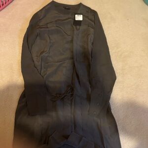 Club Monaco Brown Silk Shirt Robe